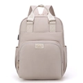 Zaino mamma beige con porta USB e grande capacità per neonati e laptop - Bianco Sporco