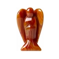 Hand-carved red agate angel statue with natural orange and deep red polished stripes - Red Agate
