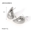Polished silver hollow teardrop stud earrings with 2cm length and 1.2cm width dimensions - Silver Style (JDE2312068-S)