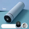 500ml light blue smart vacuum flask with 316 stainless steel and LED temperature display - Replaceable Battery Smart Series / Sky Blue
