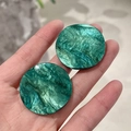 2504035 Vintage Green Mermaid Round Stud Earrings (s925 Silver Needle)