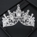 Elegant silver bridal tiara with sparkling crystals on a black jewelry display tray - 23# Marquis Cut Elegant Style (Silver)