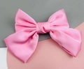 Elegant large pink satin bow hair clip with a smooth glossy silk finish for women - Light Pink (Spring Clip)