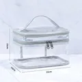 Iridescent silver grey PVC waterproof toiletry bag with heart zipper and handle detail - 22x15x15cm / Silver Gray