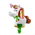 Christmas unicorn foil balloon in red green and white with snowflake patterns - 16 Inch Mini Christmas Unicorn