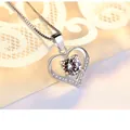 S925 silver heart pendant necklace with round moissanite and delicate stone accents - Luxury Moissanite Heart Pendant + O-Chain