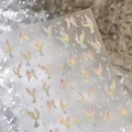Holographic mermaid tail and bow nail stickers with shimmering laser effect for 3D DIY art - Transparent Glass Bow Mermaid Tail Style (M-1015)