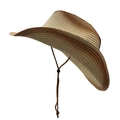 Western gradient straw cowboy hat for outdoor hiking with adjustable windproof chin strap - One Size / Light Beige to Dark Coffee Gradient (6#)