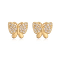 Elegant 18K gold plated bowknot stud earrings with sparkling crystals and a high-end finish - Golden Border Zirconia Butterfly
