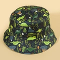 Cappello da sole reversibile in cotone con stampa foresta di dinosauri verde scuro - M (56-58cm) / Verde
