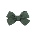 Handmade linen bow hair clip for children in deep forest green color for girls - Dark Green (39)