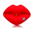 Red matte lip shaped pacifier with a sparkling diamond stud on the lower side - Diamond Lips 【Red】