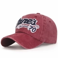 Berretto da baseball vintage regolabile in cotone lavato rosso con ricamo patch 70 - Rosso Retrò (Original 70) / Borgogna
