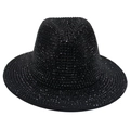 Cappello Fedora nero scintillante con strass fatti a mano per scena e stile jazz di lusso - M (56-58cm) / Nero (Strass)