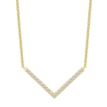 Élégant collier en V en argent S925 avec pierres étincelantes serties en finition dorée - Argent 925 Plaqué Or 14K / Doré