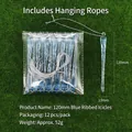 Blue spiral icicle ornaments 12-piece set with silver strings for Christmas decor - Blue Striped Icicle / 120mm