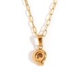Gold-plated paperclip chain necklace featuring a minimalist bubble letter Q pendant - Gold-Q