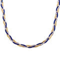 Three-tone braided titanium steel necklace with gold, silver and blue snake chain links - Gold/Silver/Blue Mixed Necklace