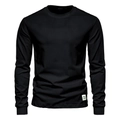 Ghost mannequin view showing the 3D fit and crew neck detail of the black cotton T-shirt - Black