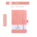 Portable pink A6 pocket notebook with elastic band and pen holder in soft leather finish - Pink / A6