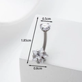 Piercing para ombligo de acero 316L plateado con circonita estrella y medidas - Estrella de Plata
