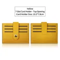 Slim ginger yellow PU leather card holder with seven slots and button closure - 10.5*7.8cm / 7 Slots Buckle Style / Ginger Yellow
