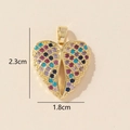 Detail showing a 2.3cm gold heart leaf pendant with vibrant multi-color zircons - 0228-18/Gold Colorful Stones
