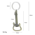 Antique bronze guitar-shaped bottle opener keychain with precise dimensions and weight - X-195 Guitar Bottle Opener (Antique Bronze)