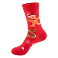 Red Christmas crew socks featuring gingerbread man and reindeer patterns on white background - One Size / 216-Red Gingerbread Reindeer
