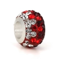 Sparkling red and white rhinestone bead with large hole for DIY charm bracelet - Red 1
