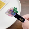 Cute grape-shaped hair clip with translucent purple finish and France handmade text - Grapes