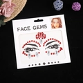 Face Gems Aufkleber mit roten und klaren Strasssteinen für festliche Make-up-Looks - Rot