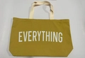 Extra grote mosterdgele canvas shopper met witte Everything print en crèmekleurige handvaten - 73*44*17 / Khaki