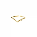 Minimalist V-shaped gold S925 silver ring featuring a single sparkling zircon stone - V-shaped Ring / Gold