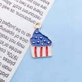 Cupcake shaped metal charm with American flag enamel pattern and golden edges - Enamel US Flag Ice Cream / 11x18mm