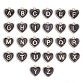 Lot de 26 breloques en forme de cœur noir et or avec lettres A-Z pour bijoux - Noir (Ensemble de 26)