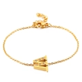 Gold titanium bracelet with letter W pendant and inlaid white rhinestones - Letter W Style (KB117722-KLB)