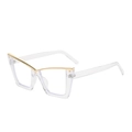 Occhiali cat-eye trasparenti moderni con inserto in metallo dorato a forma di V - Oro Bianco Trasparente