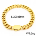 Bracciale a catena cubana dorata in acciaio al titanio con chiusura, 8 mm di larghezza e 200 mm - Stile Oro-8mm di Larghezza(KB164544-Z)