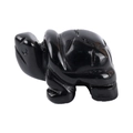 Polished natural black stone turtle figurine, handcrafted gemstone animal sculpture - Obsidian / S