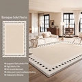 Minimalist beige waterproof living room rug with Baroque gold geometric patterns - Faux Cashmere - Baroque Gold Trim / 120×160cm [brand New Waterproof Fabric]