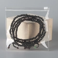 Dark wood prayer beads with brown tassel in a transparent PVC jewelry storage bag - 30 Micron 13x13cm Zipper / 100 Pcs/Pack