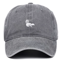 Berretto da baseball in cotone lavato antracite con ricamo a forma di scoiattolo - Grigio