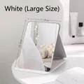 Large white folding vanity mirror 17.8x25.5cm for desktop makeup and student dorm use - Rounded Corner Folding Style / L / Pearl White