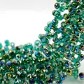 Faceted emerald green crystal beads with AB aurora coating for DIY jewelry making - Emerald AB / 8mm (85-90 Beads) With Or Without Spacers (random)