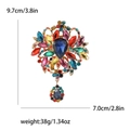 Broche vintage en alliage avec strass colorés et pendentif en cristal en forme de goutte - Arc-en-ciel