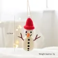 Handmade wool felt snowman Christmas ornament with red hat and carrot nose, 12.5cm height - 12.5cm/7g