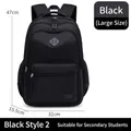 Black durable nylon backpack in large size featuring minimalist design with brand logo - Large (47x32x15.5cm) / Black