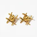 Geometrische goldene Ohrringe mit Kreuzmuster und polierter Kugel im modernen Design - Gold (KDE2038)