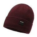 Berretto bordeaux minimalista con toppa montagna e trama invernale a coste - Taglia unica / Rosso